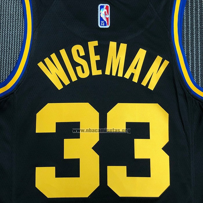 Camiseta Golden State Warriors James Wiseman NO 33 Ciudad 2021-22 Negro
